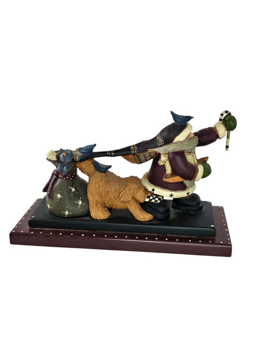 Williraye Studio Santa Figurine WW2283 With Dog & Bluebirds Christmas Decor